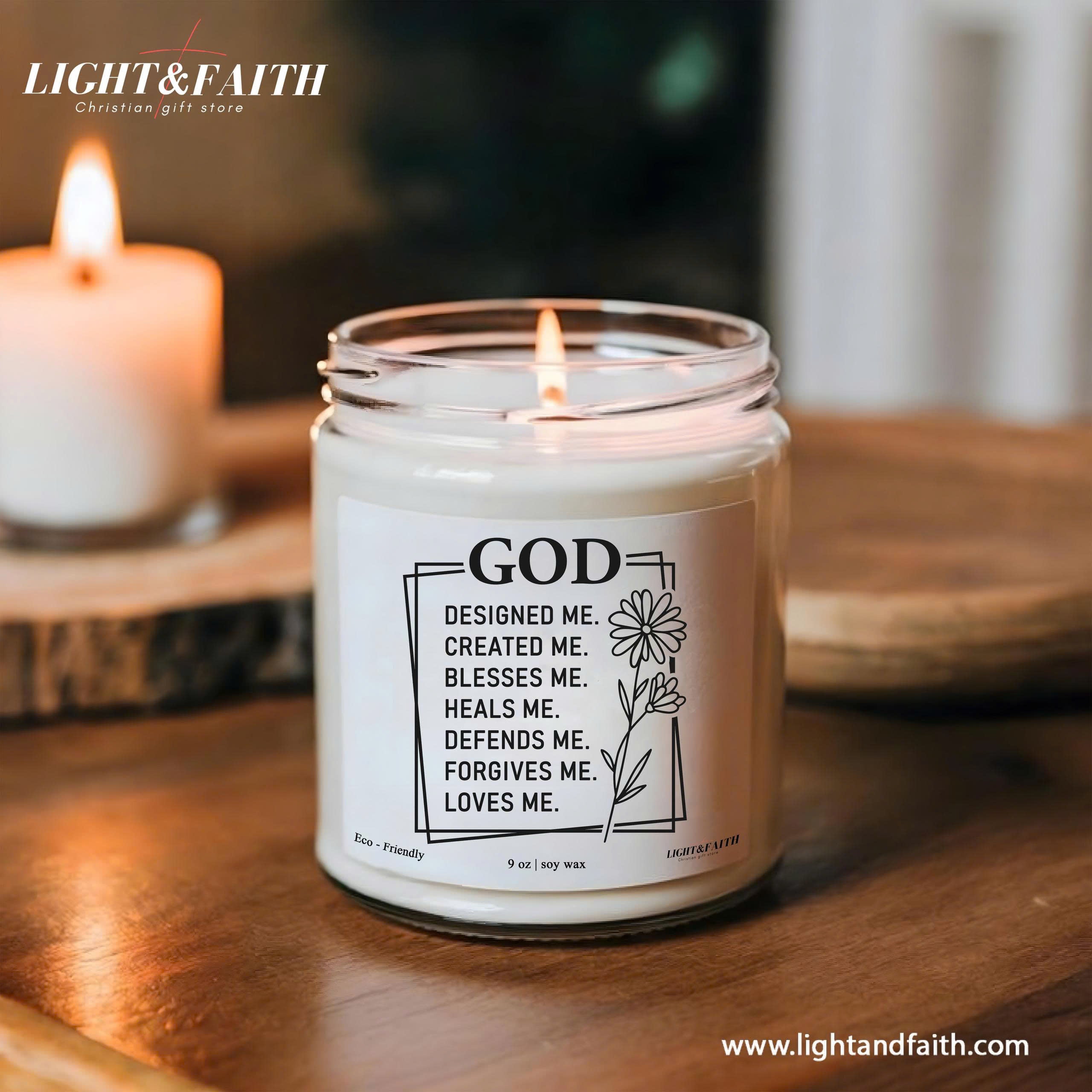 God Designed Me Christian Candle, Uplifting Bible Verses, Inspirational Gift for Women, Blesses, Heals, Forgives, Loves CDLAF22